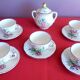 Service à café porcelaine Lunéville Motifs fleurs 5 tasses et soucoupes+sucrier