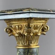 Pair of green marble columns, gilded bronze and gilded brass, 20th Century