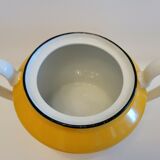 Sugar bowl and porcelain milk jar Limoges mustard yellow color