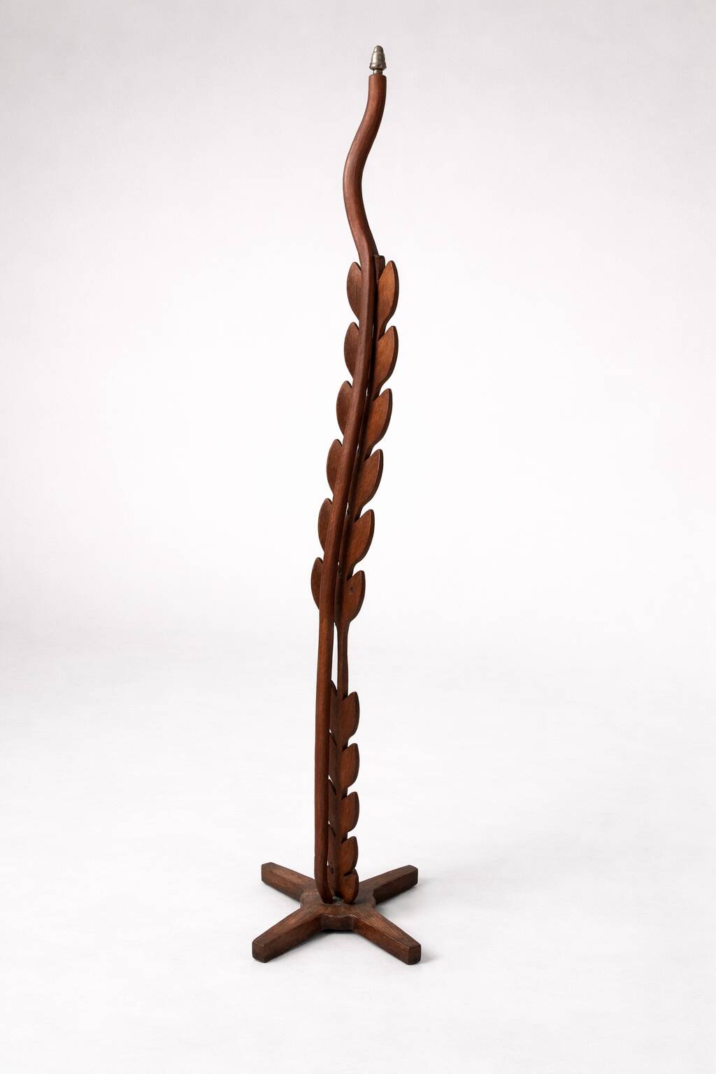 Sculptural floor lamp in solid wood