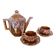 Antique gf art deco teapot flamed ceramic brown vintage