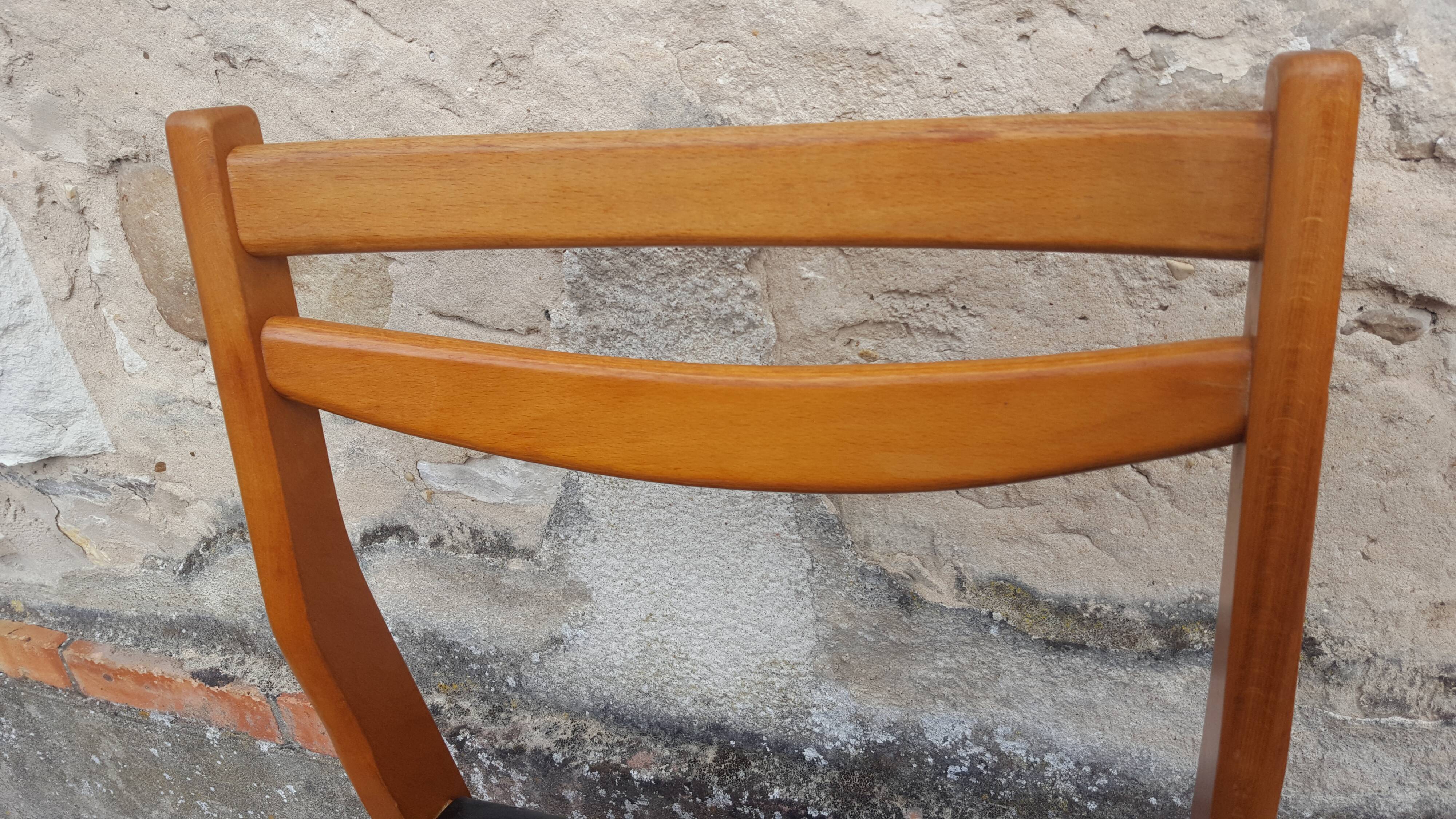 6 scandinavian chairs vintage beech and skai