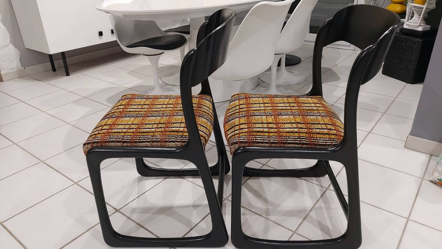 Pair of Baumann Sleigh model chairs, 1970