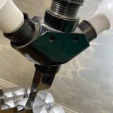 large table lamp in brass and chrome "Skyscraper" by B D Lumica in the style of Willy Rizzo, Spain, 1970s.