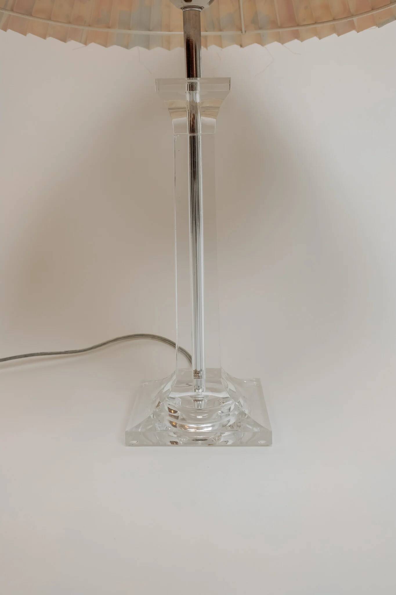 Vintage brass table lamp with plexiglass, 1990s.