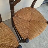 Set of 6 high-backed straw-seated chairs in solid oak from the early 1900s.