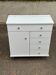 White wooden bathroom furniture with chrome compass legs, Mid-Century 1960.