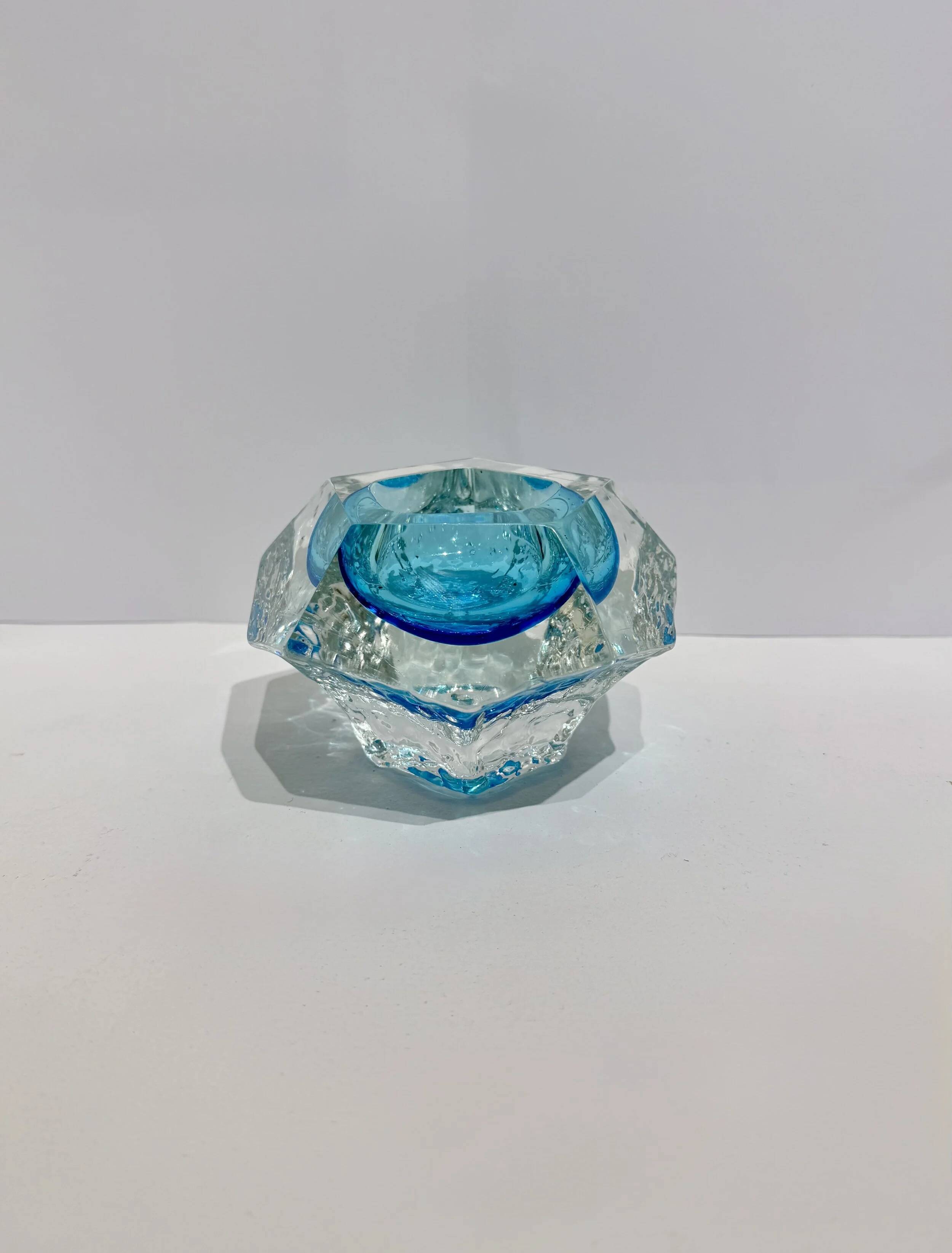 Sommerso trinket tray - Murano blown glass, Italy 1970