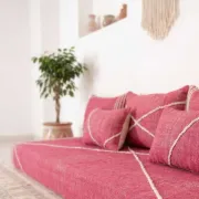 Moroccan cotton pink rug for the floor.
