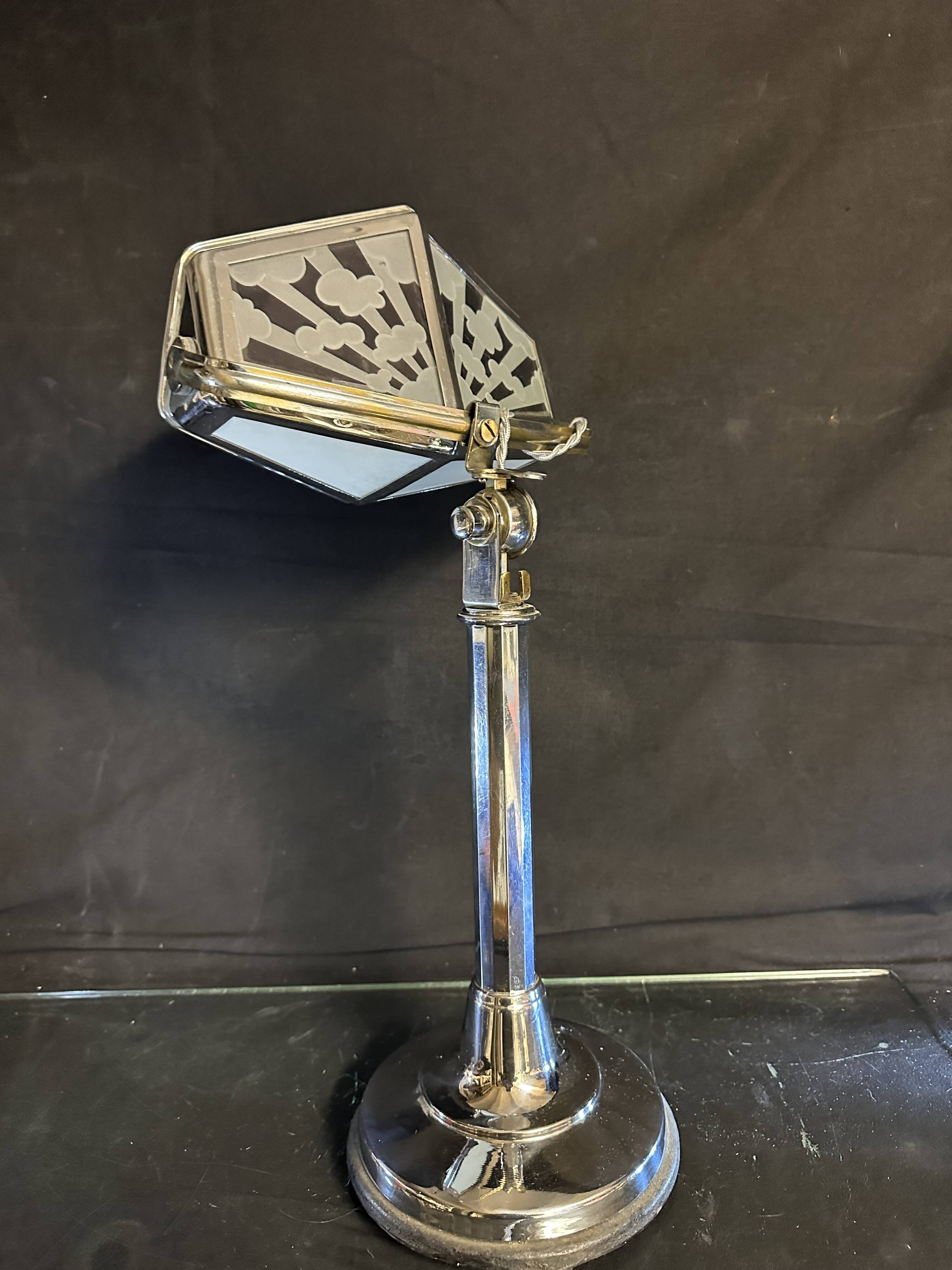 Large PIROUETT Art Deco metal chromo glass clouds lamp