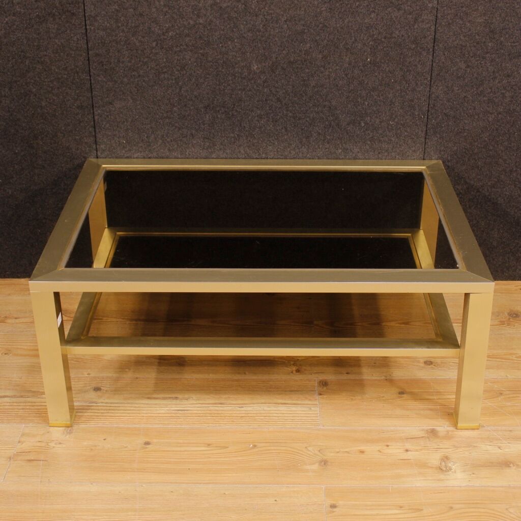 French design coffee table in glass and metal