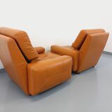 Paire de fauteuils lounge vintage en cuir des années 60 70