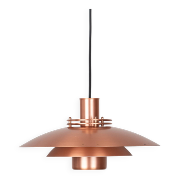 Vintage Copper Pendant Lamp by Form-Light, Danish Mid-Century Modern Lighti