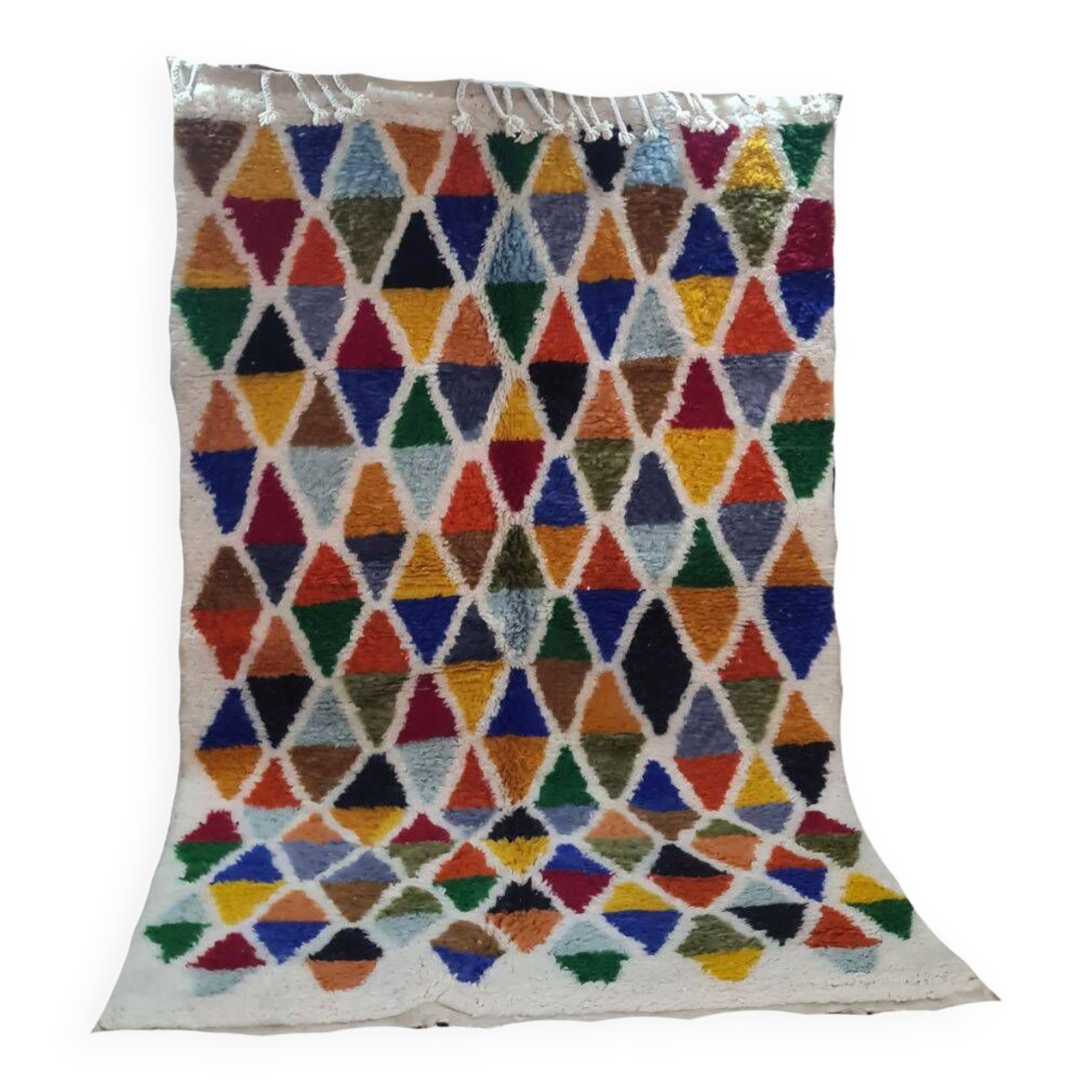 Colorful handmade wool Berber rug 250 x 150 cm