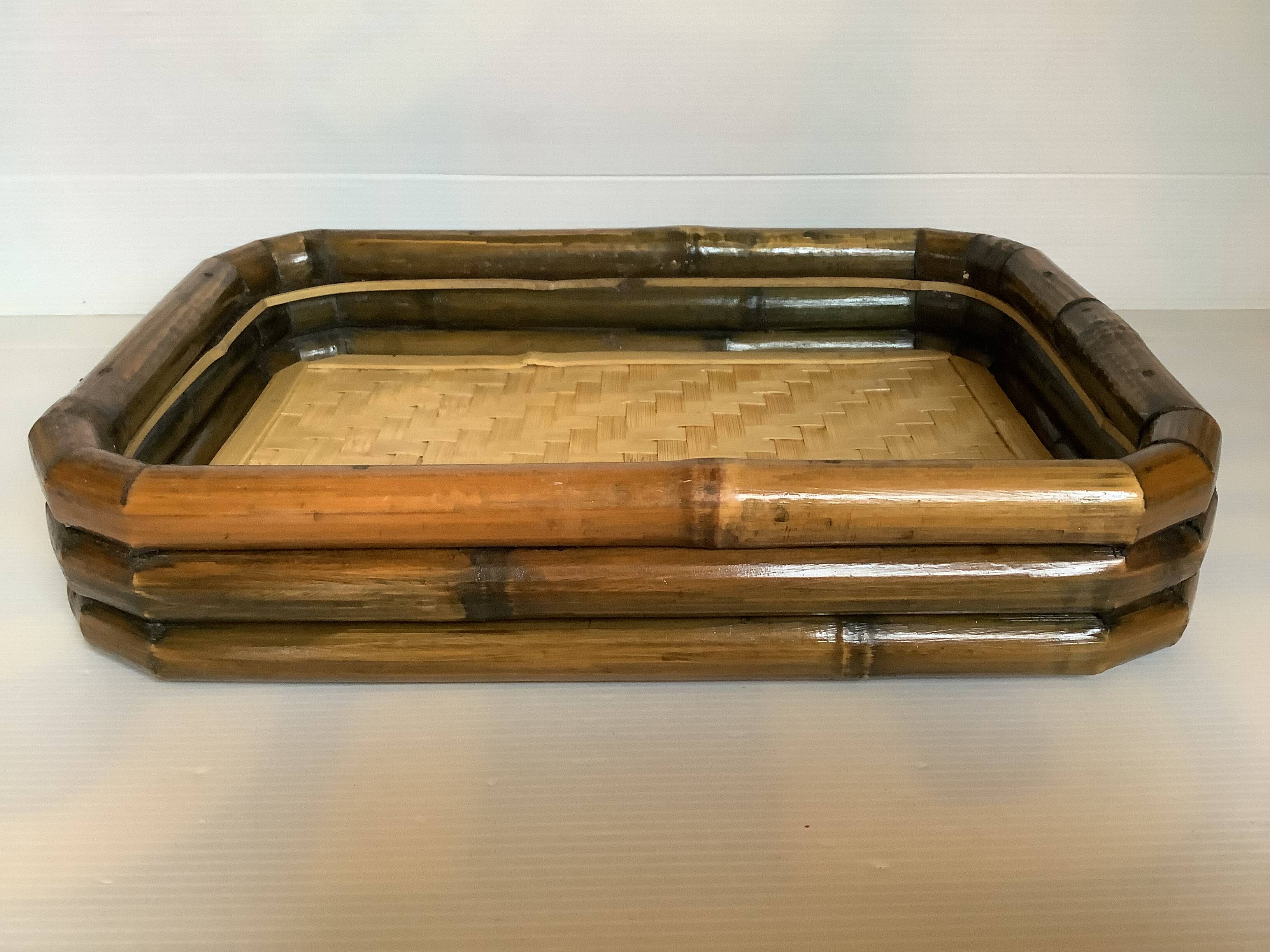 Vintage bamboo rattan tray