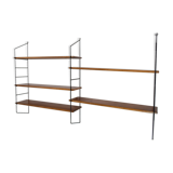 Etagère murale double modulable bois,  années 1960, Tomado, String.