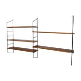 Etagère murale double modulable bois,  années 1960, Tomado, String.