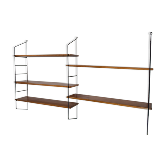 Double modular wooden wall shelf, 1960s, Tomado, String.