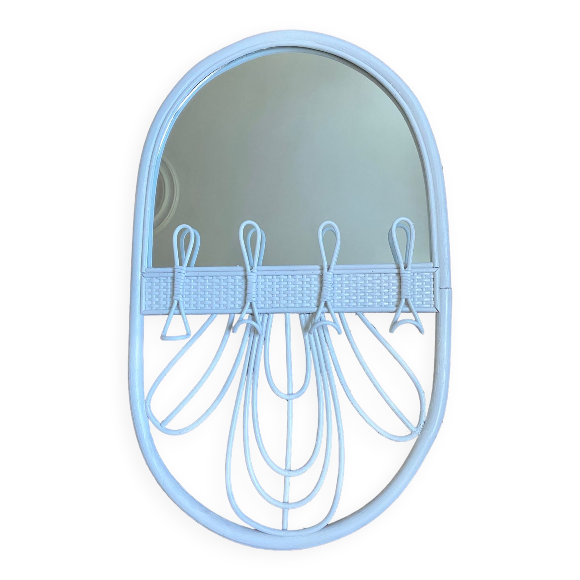 Miroir en rotin blanc