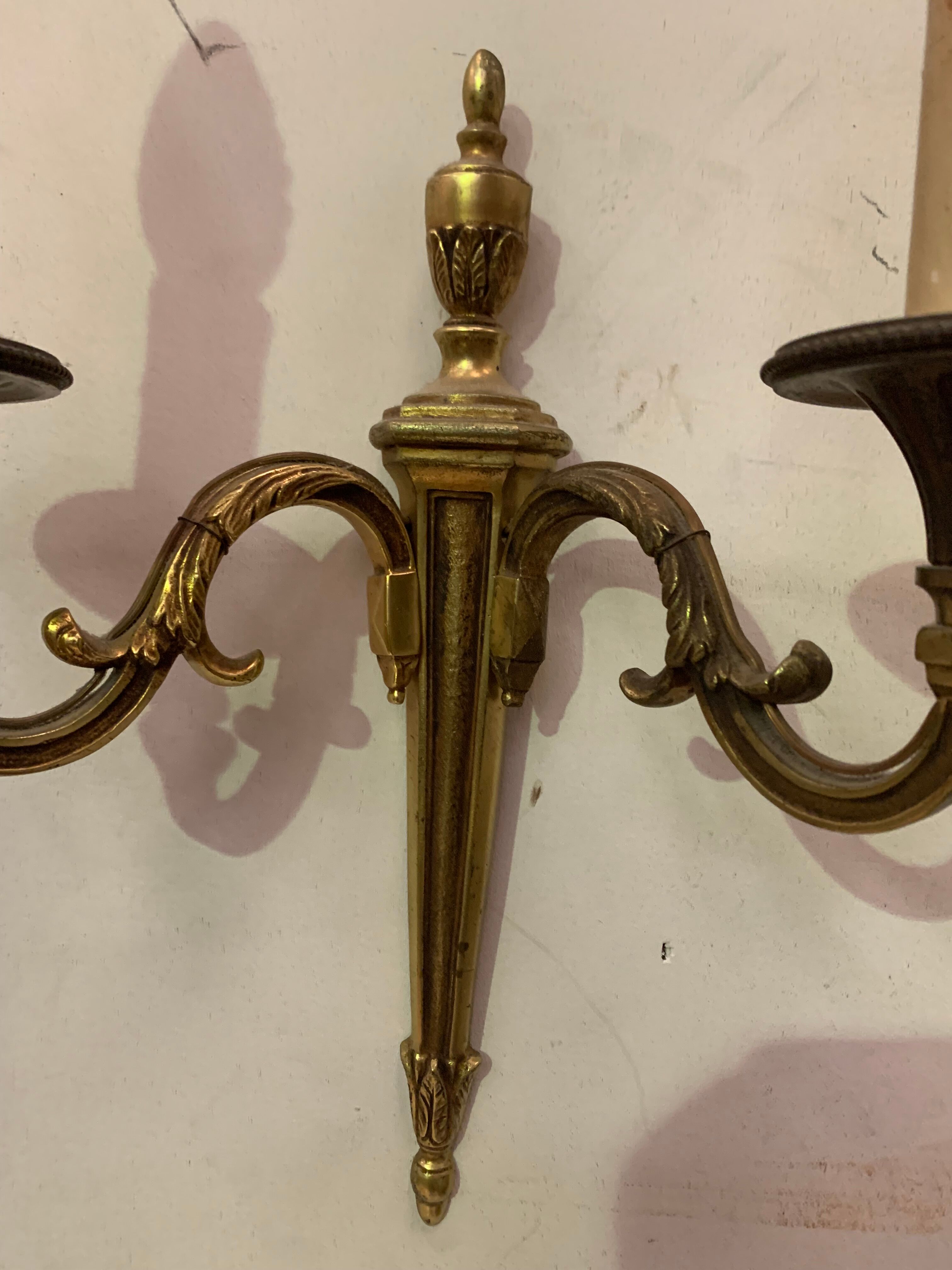 Pair of Louis XV style sconces in gilded bronze XX century