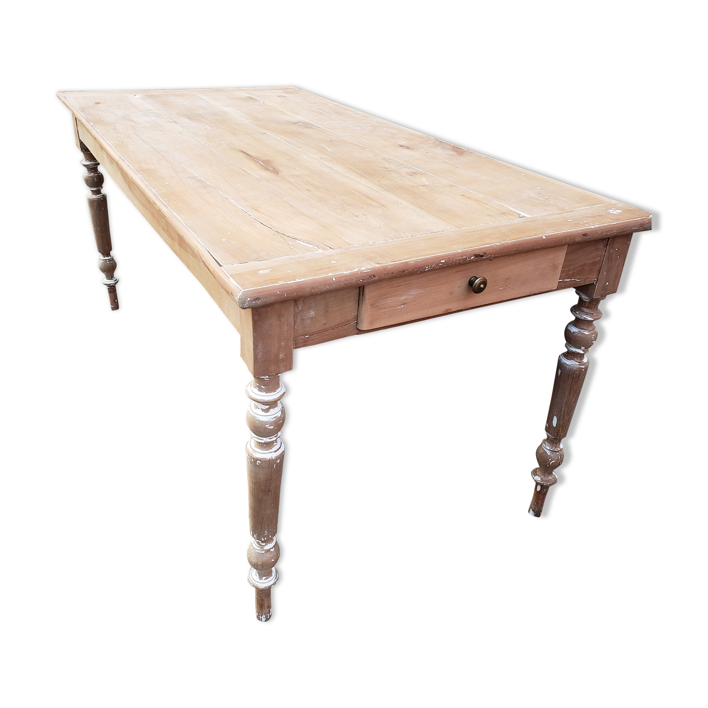 Old patina farm table turned feet