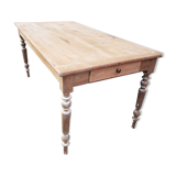 Table de ferme patine ancienne pieds tournés