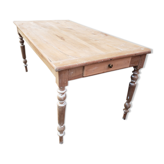 Table de ferme patine ancienne pieds tournés