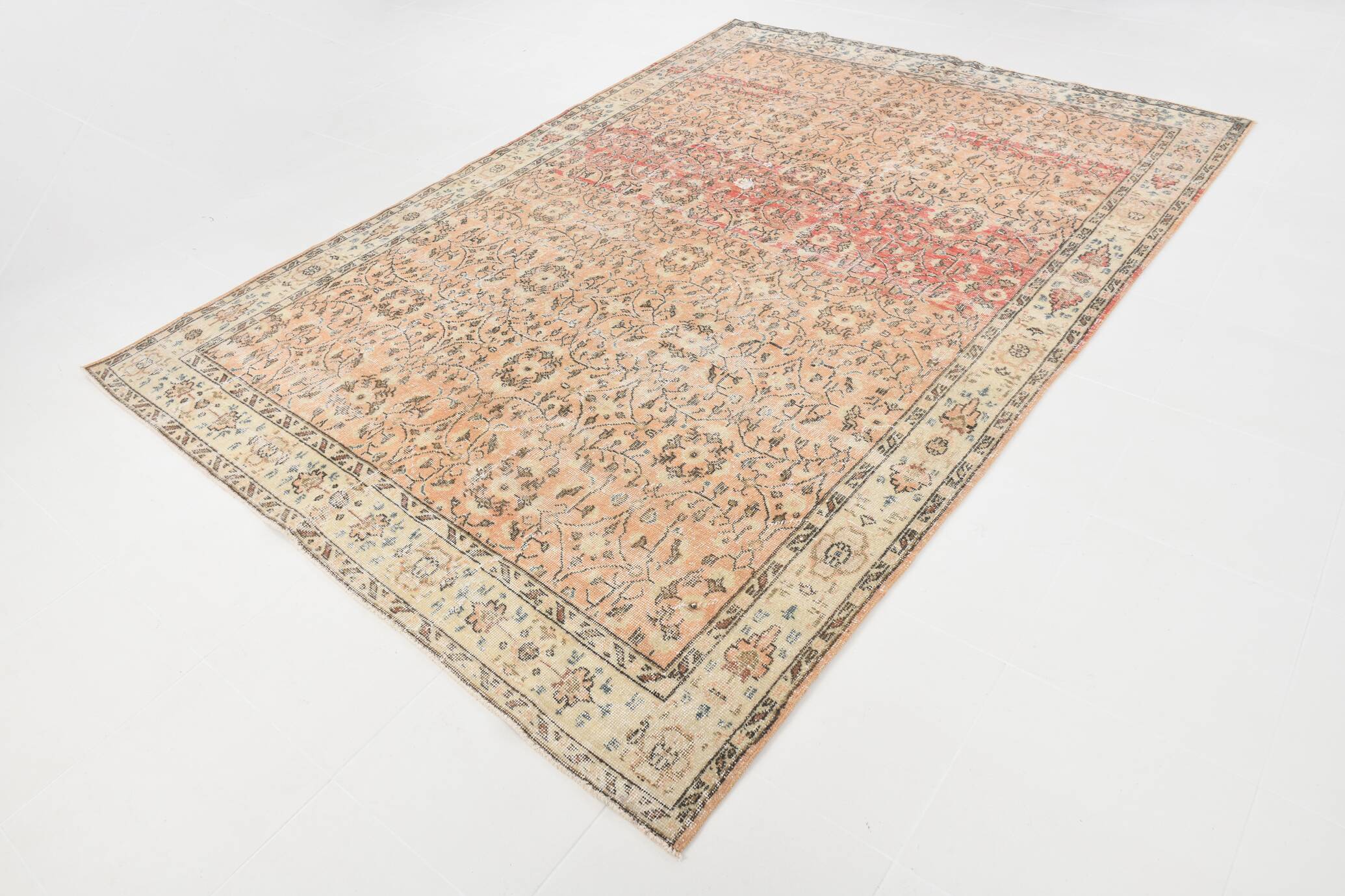 7x10 Peach Red Turkish Rug, 210x301Cm