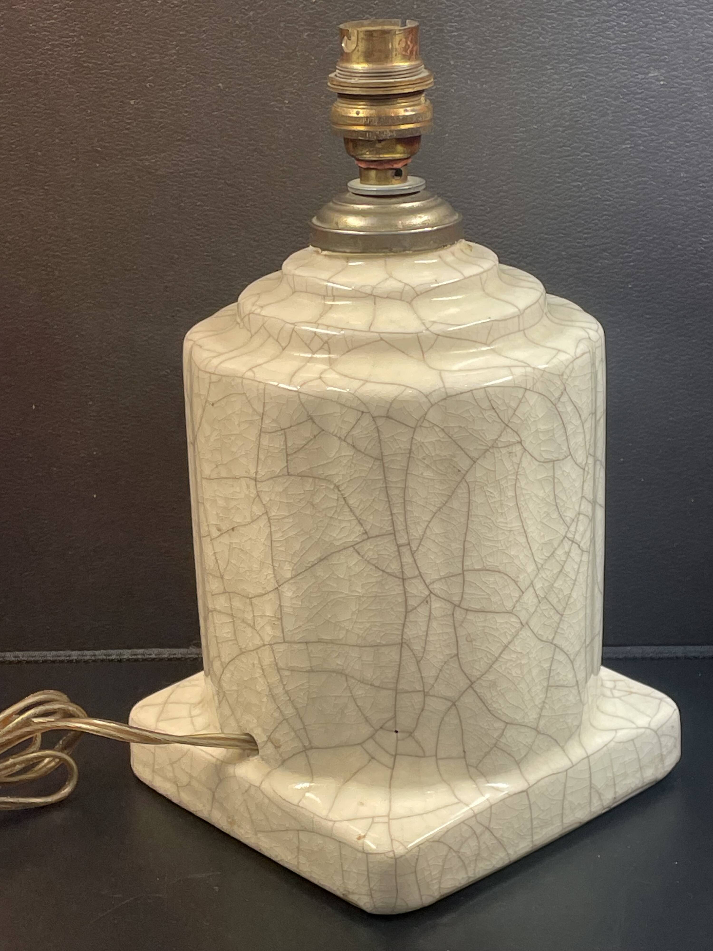 Art Deco cracked ceramic lamp base circa 1930 -