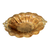 Coupe à fruits en tôle peinte mordorée en forme de coquillage