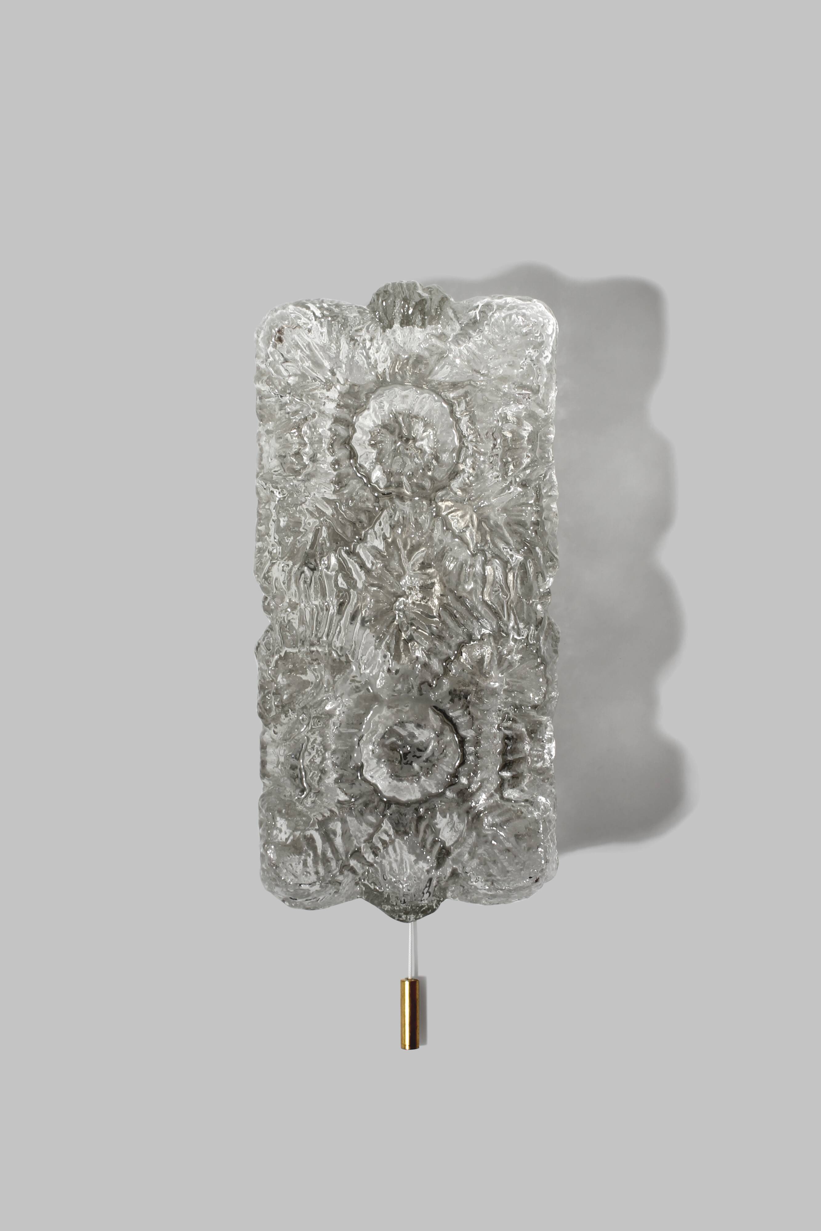 Applique en verre texturé de Glashütte Limburg, années 1970, Allemagne