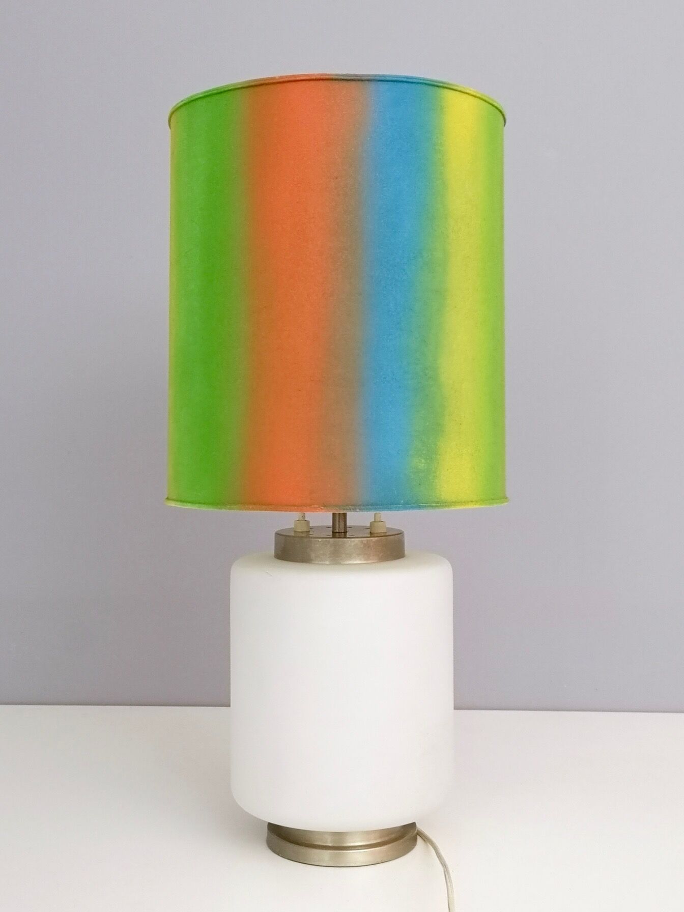 Vintage encased glass table lamp with three-lighting options, italy