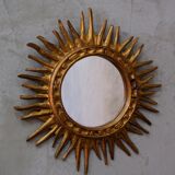 Mid-century italian wooden sun mirror, 1950s