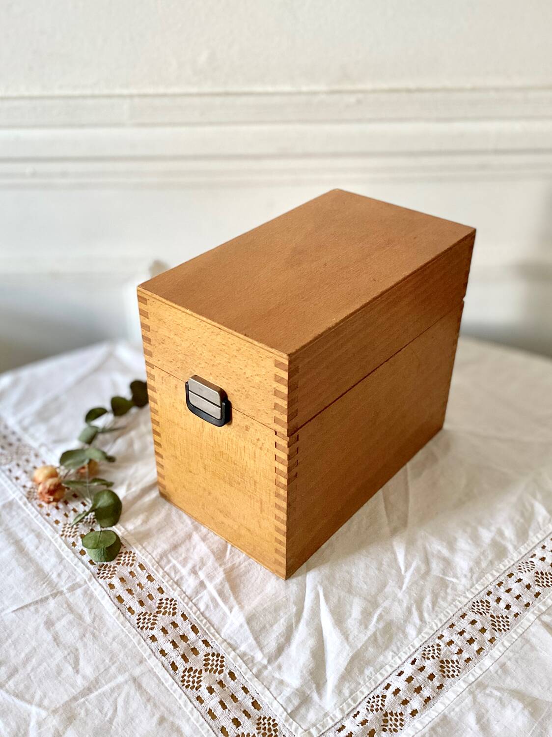 Boîte à Fiches En Bois Avec Couvercle - Pour Fiches A6, 150 Fiches Incluses, Rangement Bureau Ou étude