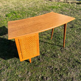 Oak and rattan desk