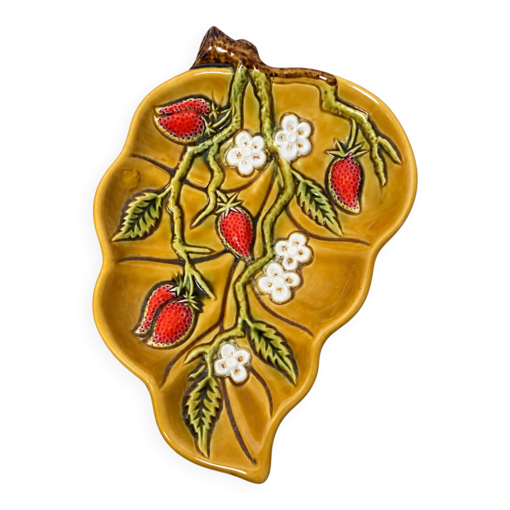 Vintage ceramic enamelled pocket tray with strawberry design – 1960s