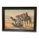 Grand Orientalist painting - the dromedaries and the Bedouins in the desert.