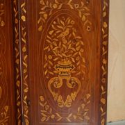 Pair of three-panel screens made of Dutch hardwood and walnut.