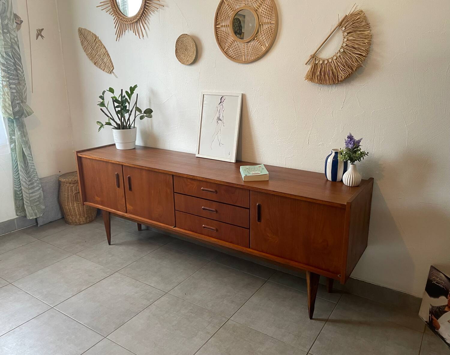 Very beautiful vintage Scandinavian teak sideboard