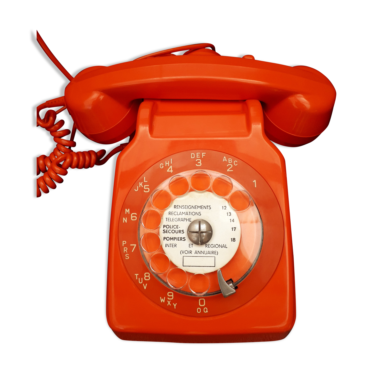 Old Vintage Orange Phone S63 Socotel