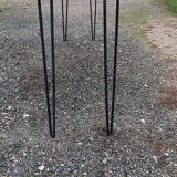 Console wood and metal compass feet