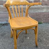 American office style armchair Viennese curved wood FISCHEL THONET 1950