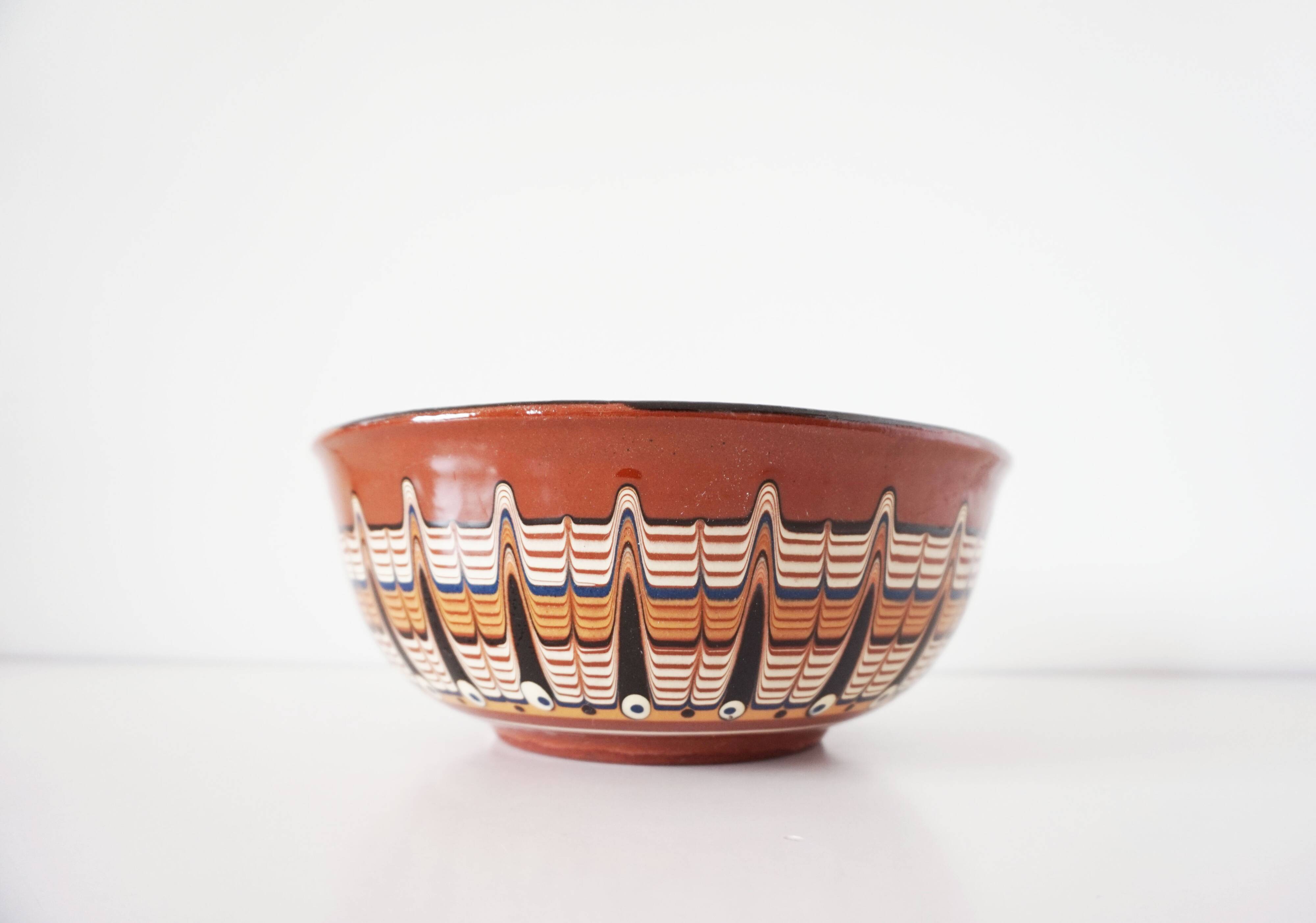 Terracotta salad bowl Bulgaria folk art