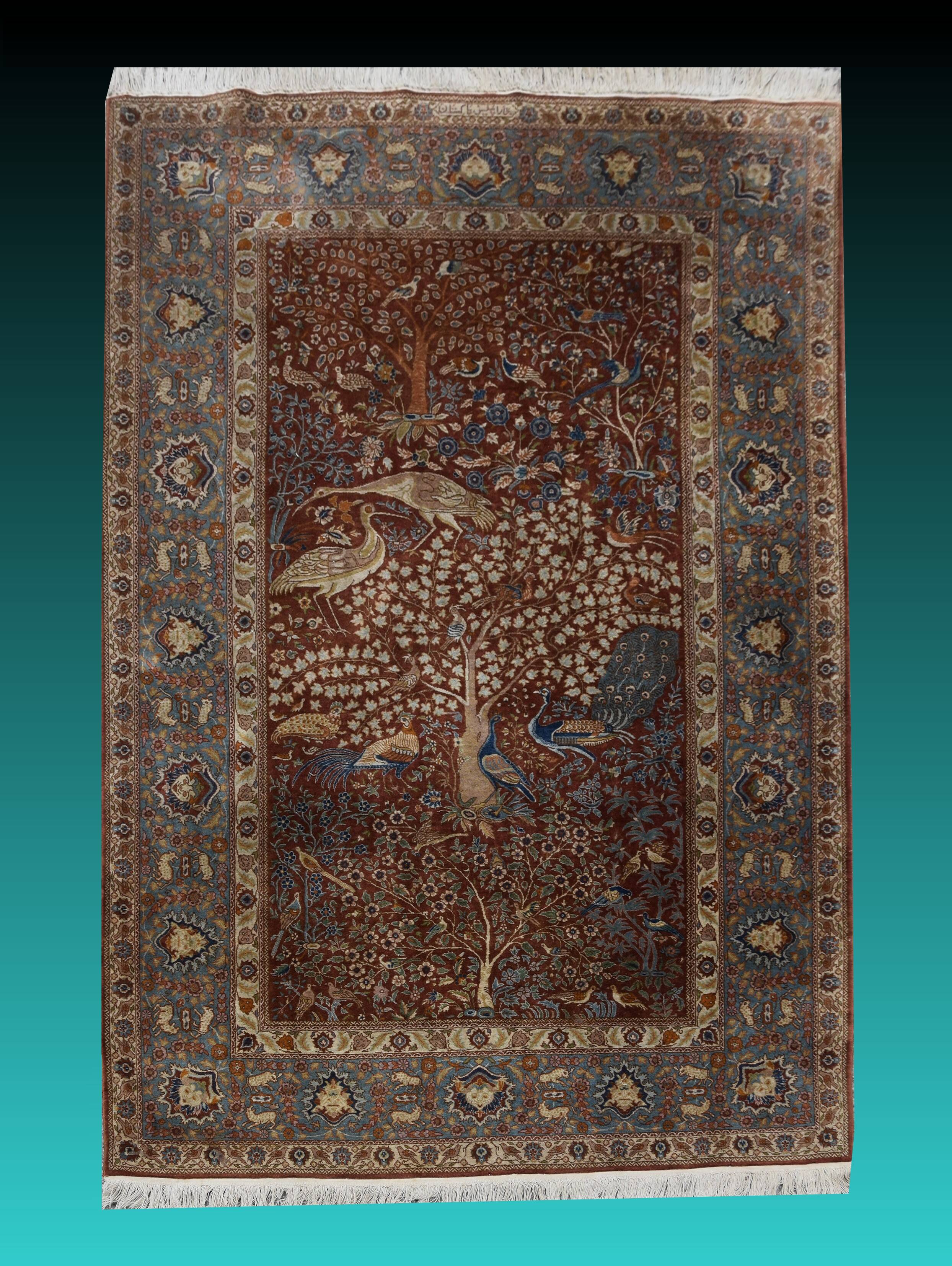 Persian rug "Tree of Life" with Birds – 137 x 240 cm - Handmade