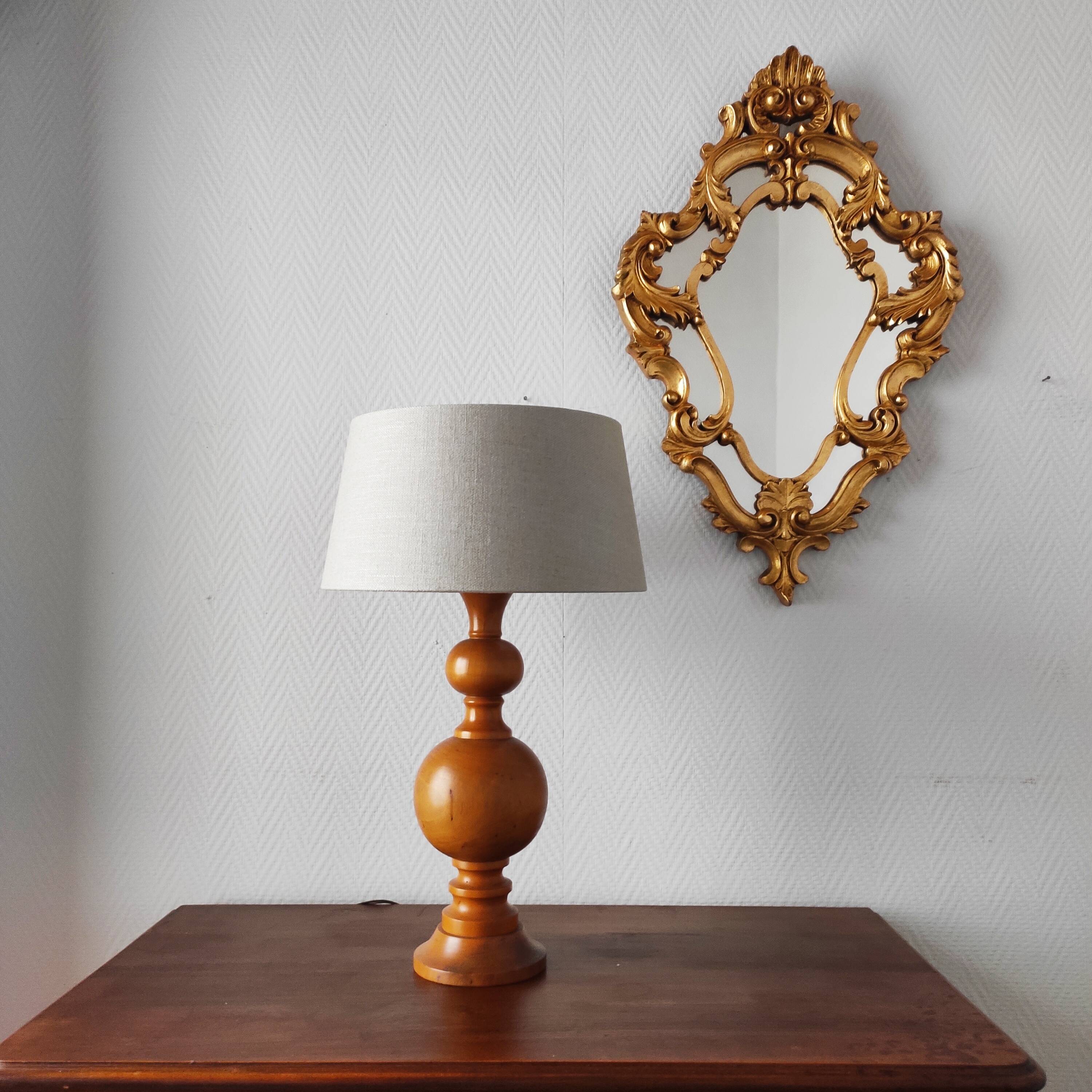 Vintage turned wooden living room lamp
