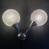 Applique murale double et globe en verre ciselé pointe de diamant, 1960