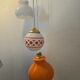 Suspension 3 globes vintage opaline orange et blanc