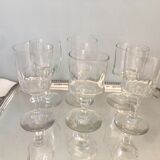 6 old mismatched water glasses