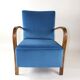 Fauteuil en velours bleu Art Déco, années 1960