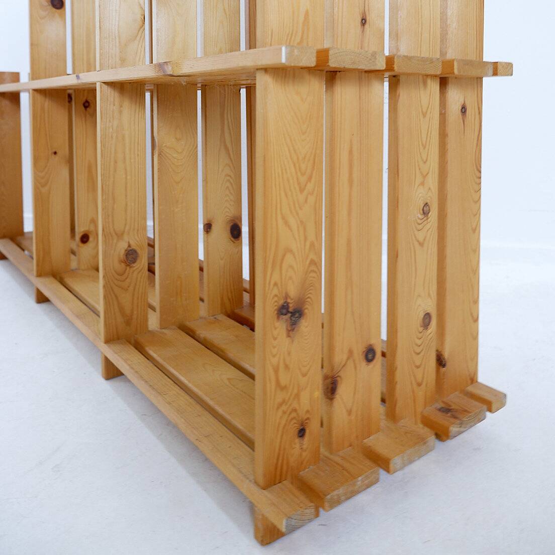 Vintage pine staircase shelf bookcase - Maison Regain style